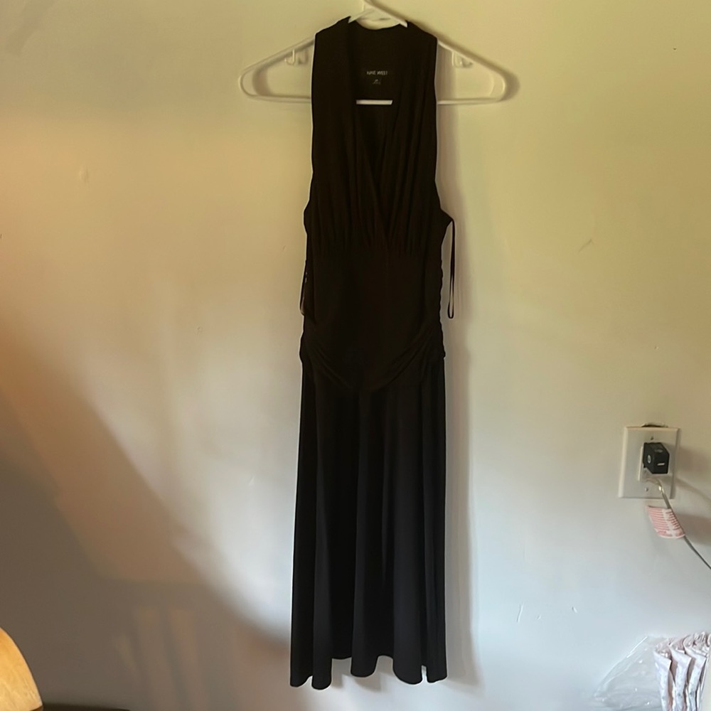 Nine West black midi dress halter 8p